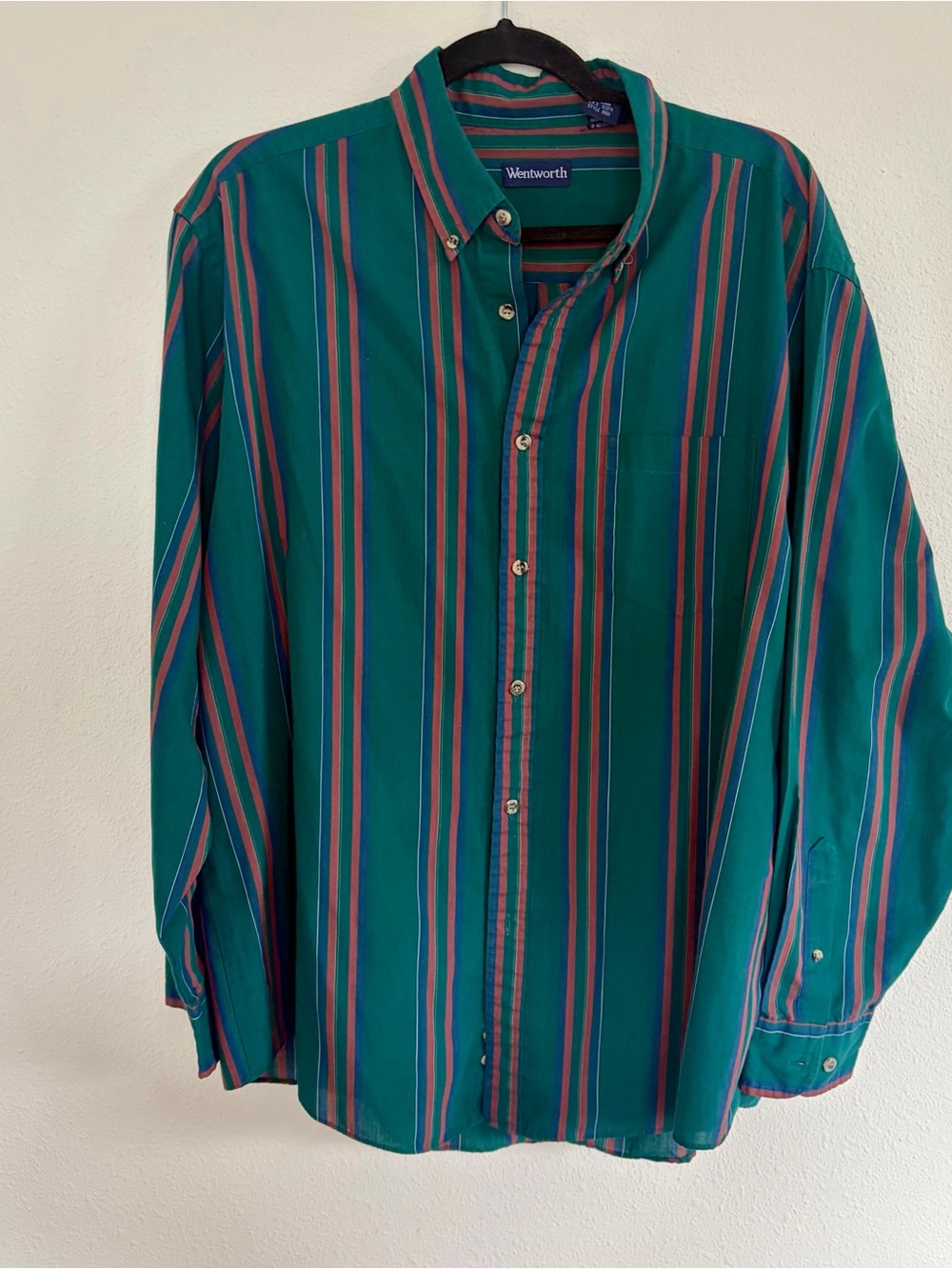 Vintage Green Stripe Button-Down Shirt - Men's